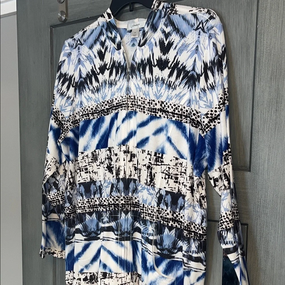 CJ Banks Abstract Blue and Black Hoodie